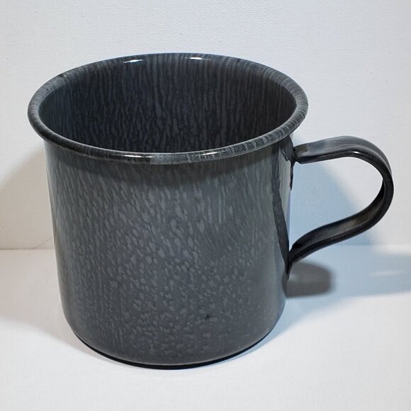 VINTAGE GRAY GRANITEWARE COFFEE CUP...1940'S...RARE ITEM...GREAT CONDITION! - Picture 1 of 8